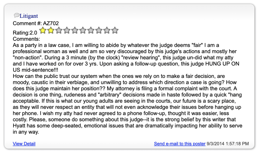 1 star Judge Hyatt reviews