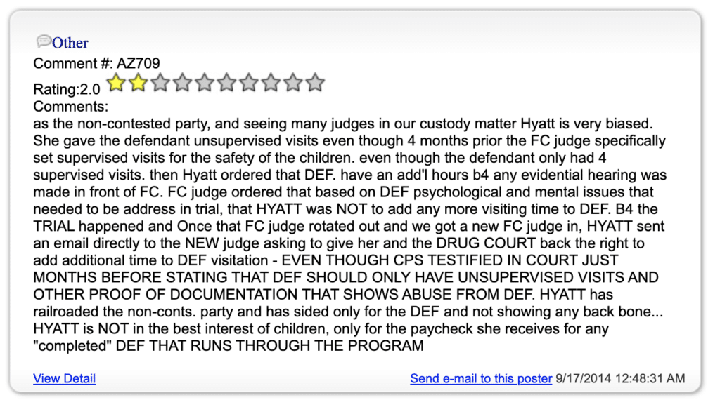 1 star Judge Hyatt reviews