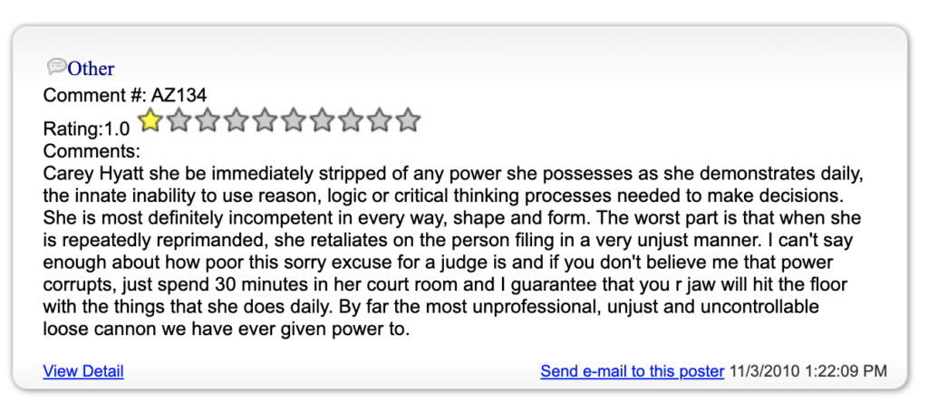 1 star Judge Hyatt reviews