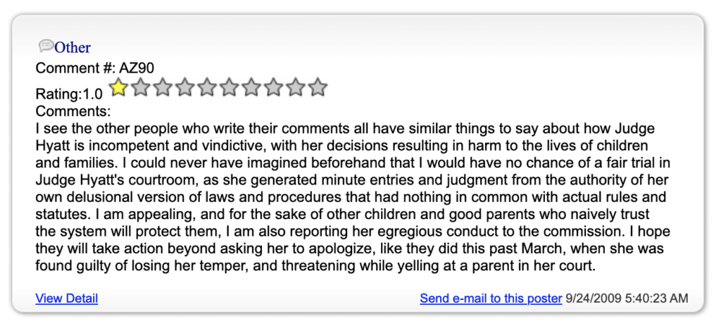 1 star Judge Hyatt reviews